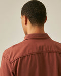 Mens Shirt Long Sleeve Regular Fit Lyocell Cotton Marked Diagonal Decorative Placket Yoke Patch Pocket - Brown 63_611H006_CAF191245_7