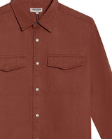 Mens Shirt Long Sleeve Regular Fit Lyocell Cotton Marked Diagonal Decorative Placket Yoke Patch Pocket - Brown 63_611H006_CAF191245_8