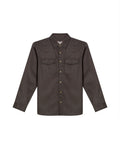 Mens Shirt Long Sleeve Regular Fit Lyocell Cotton Marked Diagonal Decorative Placket Yoke Patch Pocket - Gray 63_611H006_GRI190000_3