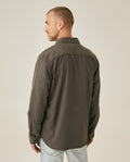 Mens Shirt Long Sleeve Regular Fit Lyocell Cotton Marked Diagonal Decorative Placket Yoke Patch Pocket - Gray 63_611H006_GRI190000_6
