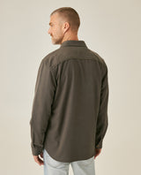 Mens Shirt Long Sleeve Regular Fit Lyocell Cotton Marked Diagonal Decorative Placket Yoke Patch Pocket - Gray 63_611H006_GRI190000_6
