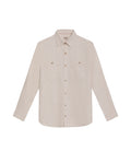 Mens Shirt Long Sleeve Regular Fit Cotton Viscose Linen Denim Yarns Utilitarian Patch Pockets Marked Buttons - Raw 63_611H008_CRU110701_3