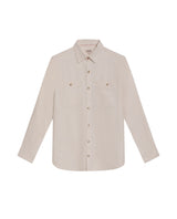 Mens Shirt Long Sleeve Regular Fit Cotton Viscose Linen Denim Yarns Utilitarian Patch Pockets Marked Buttons - Raw 63_611H008_CRU110701_3
