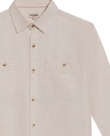 Mens Shirt Long Sleeve Regular Fit Cotton Viscose Linen Denim Yarns Utilitarian Patch Pockets Marked Buttons - Raw 63_611H008_CRU110701_8