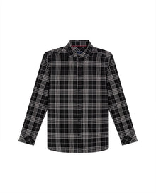 Mens Shirt Long Sleeve Regular Fit Check Pattern Cotton Varsity Smart Spread Collar Red Details - Black 63_611H009_NEG194004_3