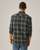 Mens Shirt Long Sleeve Regular Fit Check Pattern Cotton Varsity Smart Spread Collar Red Details - Black 63_611H009_NEG194004_6
