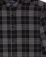 Mens Shirt Long Sleeve Regular Fit Check Pattern Cotton Varsity Smart Spread Collar Red Details - Black 63_611H009_NEG194004_8
