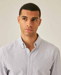 Mens Shirt Long Sleeve Slim Fit Check Pattern Cotton Button Down Collar Small Check Vibrant Red - Black 63_611H010_NEG194004_5