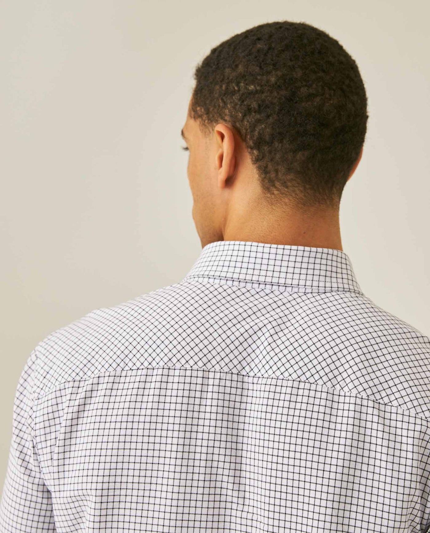 Mens Shirt Long Sleeve Slim Fit Check Pattern Cotton Button Down Collar Small Check Vibrant Red - Black 63_611H010_NEG194004_7