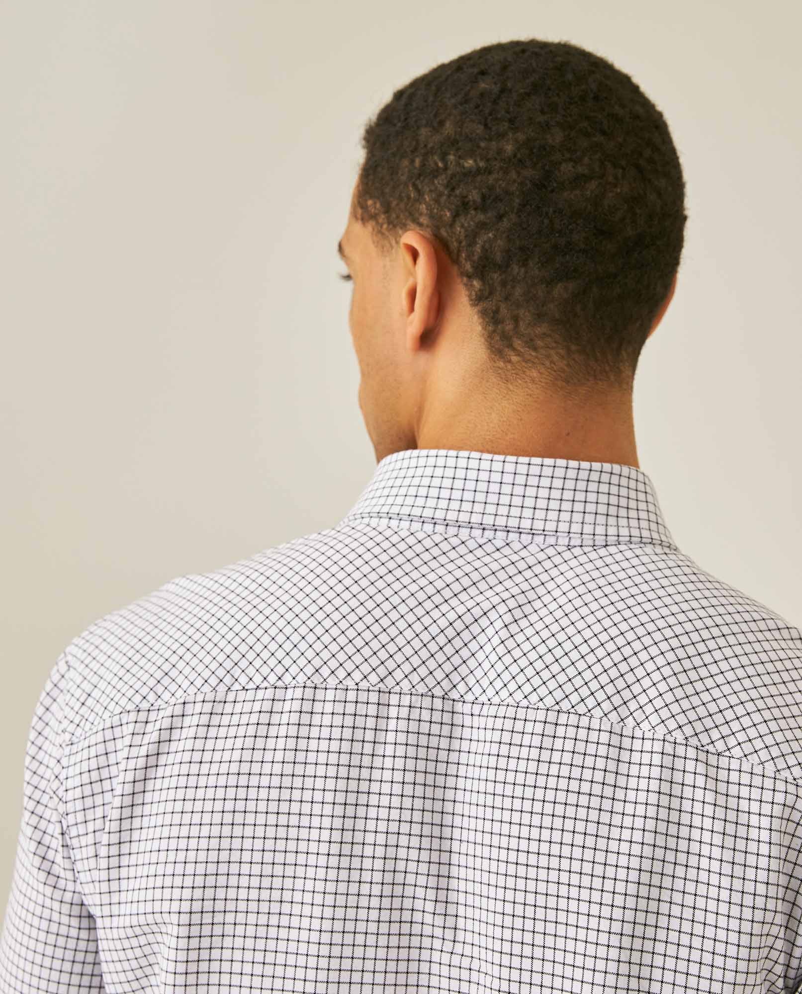 Mens Shirt Long Sleeve Slim Fit Check Pattern Cotton Button Down Collar Small Check Vibrant Red - Black 63_611H010_NEG194004_7