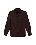 Mens Shirt Long Sleeve Slim Fit Spread Collar Cotton Subtle Satin Finish Tone on Tone Duck Side Pieces - Brown 63_611H011_CAF191016_3