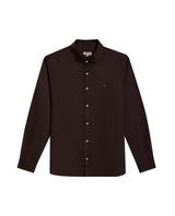 Mens Shirt Long Sleeve Slim Fit Spread Collar Cotton Subtle Satin Finish Tone on Tone Duck Side Pieces - Brown 63_611H011_CAF191016_3