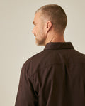 Mens Shirt Long Sleeve Slim Fit Spread Collar Cotton Subtle Satin Finish Tone on Tone Duck Side Pieces - Brown 63_611H011_CAF191016_7