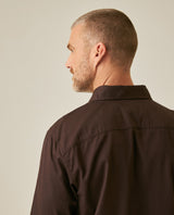 Mens Shirt Long Sleeve Slim Fit Spread Collar Cotton Subtle Satin Finish Tone on Tone Duck Side Pieces - Brown 63_611H011_CAF191016_7
