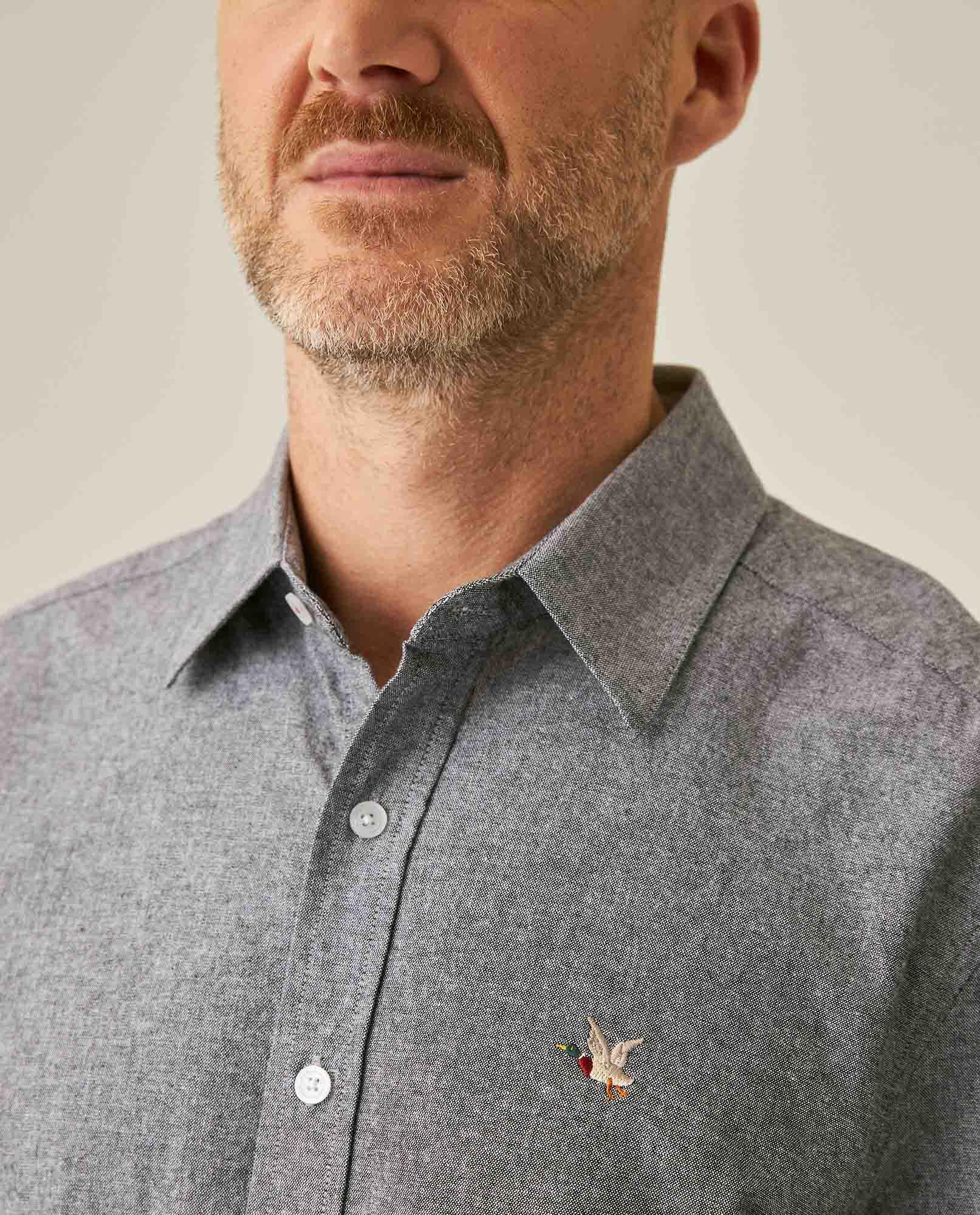 Mens Shirt Classic Fit Cotton Header Effect Red Side Details Internal Stripe Fabric Vibrant Duck - Black 63_611H013_NEG194004_5