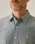 Mens Shirt Classic Fit Cotton Header Effect Red Side Details Internal Stripe Fabric Vibrant Duck - Dark Green 63_611H013_VER195406_5