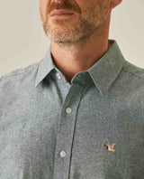 Mens Shirt Classic Fit Cotton Header Effect Red Side Details Internal Stripe Fabric Vibrant Duck - Dark Green 63_611H013_VER195406_5