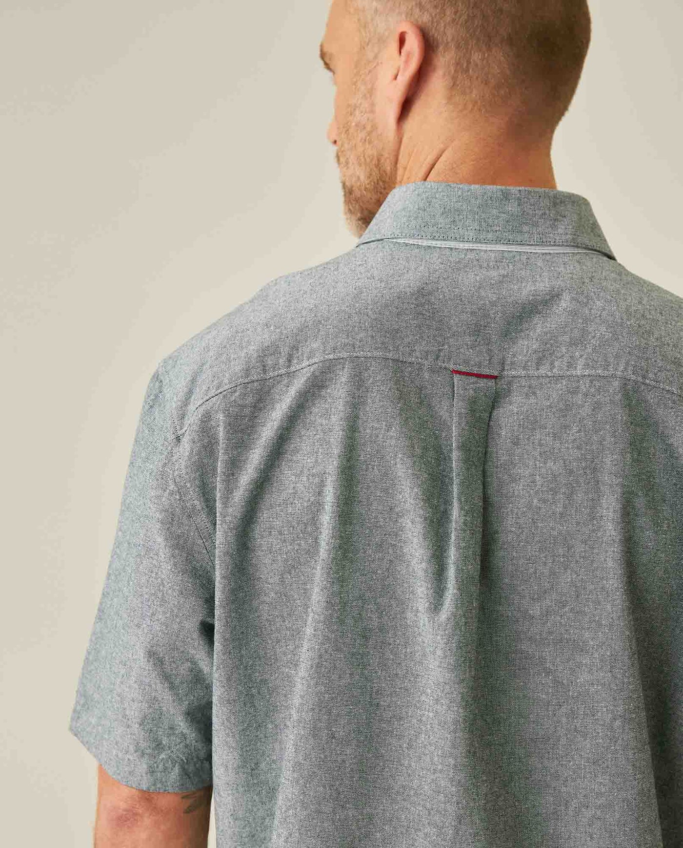 Mens Shirt Classic Fit Cotton Header Effect Red Side Details Internal Stripe Fabric Vibrant Duck - Dark Green 63_611H013_VER195406_7