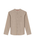 Mens Shirt Long Sleeve Mandarin Collar Regular Fit Linen Cotton Seed Effect Vibrant Duck - Beige 63_611H014_BEI140002_3