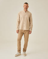 Mens Shirt Long Sleeve Mandarin Collar Regular Fit Linen Cotton Seed Effect Vibrant Duck - Beige 63_611H014_BEI140002_4