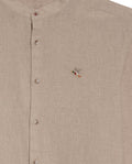 Mens Shirt Long Sleeve Mandarin Collar Regular Fit Linen Cotton Seed Effect Vibrant Duck - Beige 63_611H014_BEI140002_8