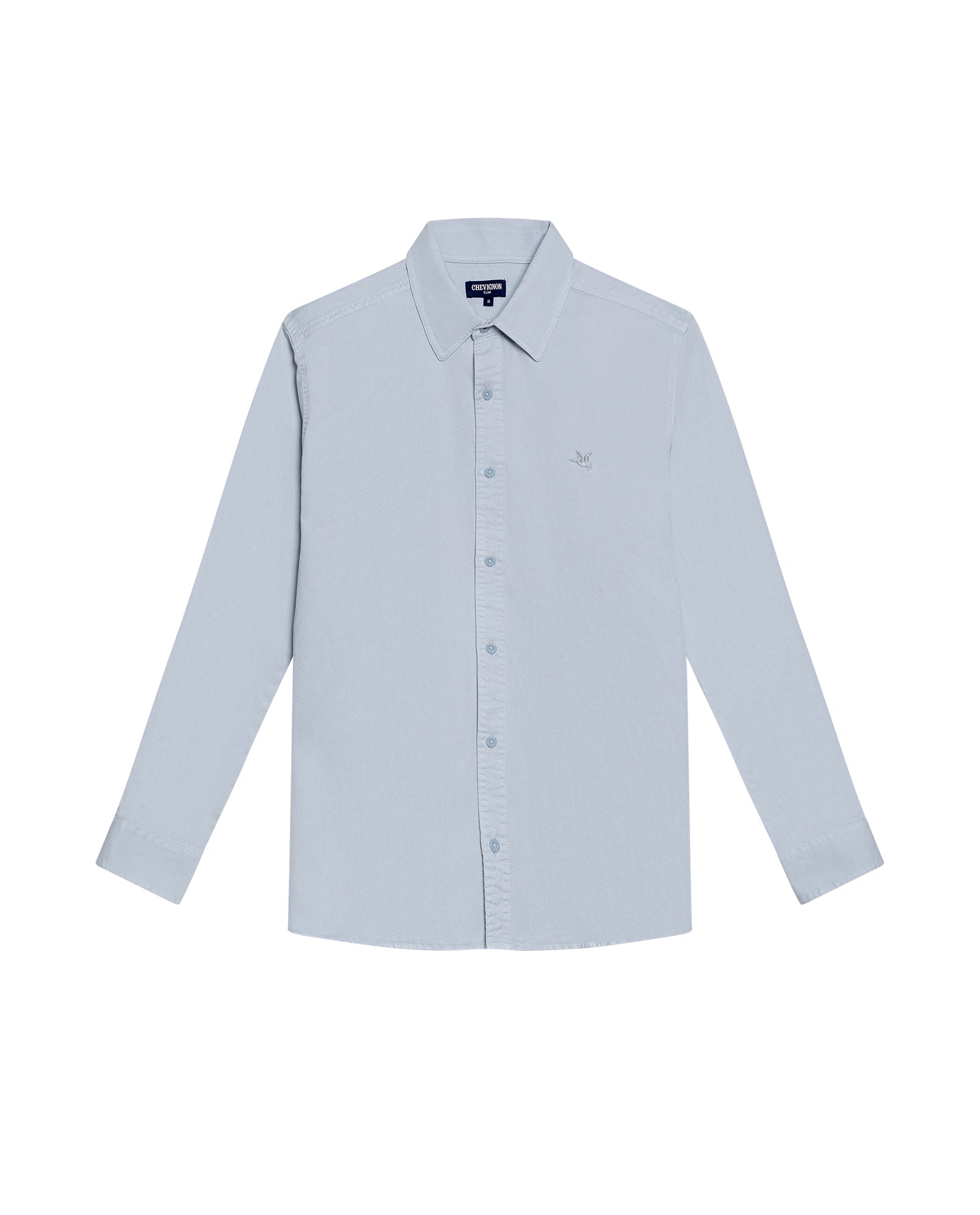Mens Shirt Long Sleeve Slim Fit Cotton Twill Collar Stay Tone on Tone Duck Professional Structure - Blue 63_611H022_AZU144206_3
