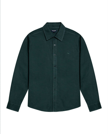 Mens Shirt Long Sleeve Slim Fit Cotton Twill Collar Stay Tone on Tone Duck Professional Structure - Green 63_611H022_VER195212_3