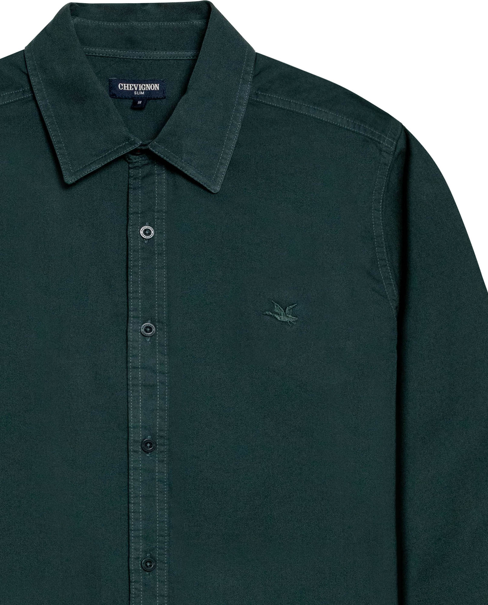 Mens Shirt Long Sleeve Slim Fit Cotton Twill Collar Stay Tone on Tone Duck Professional Structure - Green 63_611H022_VER195212_8