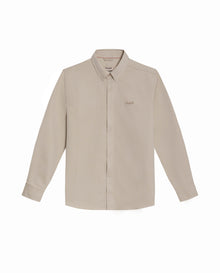 Mens Shirt Long Sleeve Slim Fit Button Down Polyester Lyocell Cotton Herringbone Premium Soft Hand - Beige 63_611H024_BEI124301_0