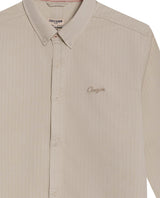 Mens Shirt Long Sleeve Slim Fit Button Down Polyester Lyocell Cotton Herringbone Premium Soft Hand - Beige 63_611H024_BEI124301_3