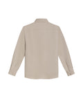 Mens Shirt Long Sleeve Slim Fit Button Down Polyester Lyocell Cotton Herringbone Premium Soft Hand - Beige 63_611H024_BEI124301_5