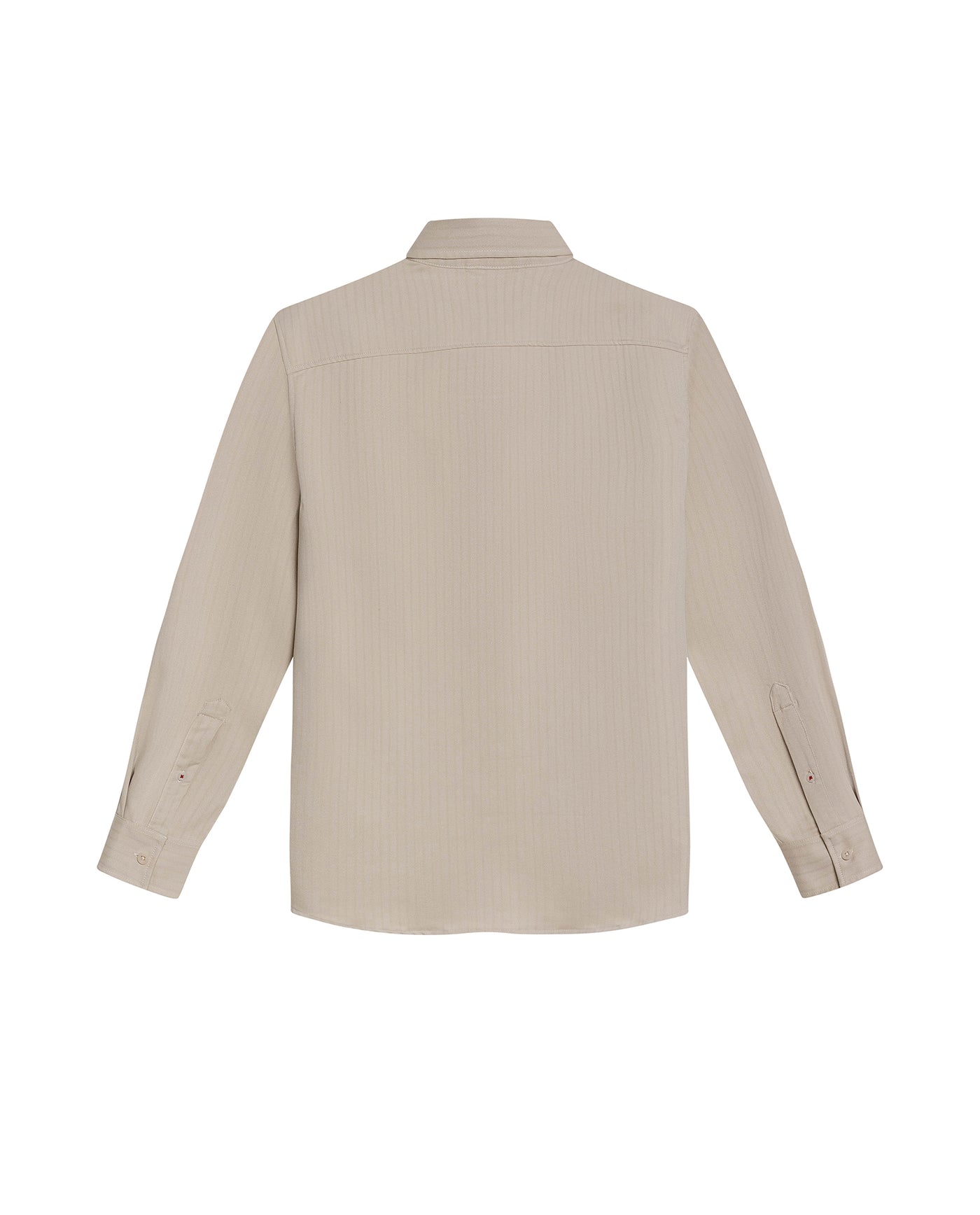 Mens Shirt Long Sleeve Slim Fit Button Down Polyester Lyocell Cotton Herringbone Premium Soft Hand - Beige 63_611H024_BEI124301_5