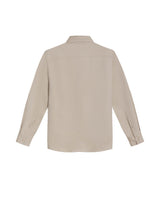 Mens Shirt Long Sleeve Slim Fit Button Down Polyester Lyocell Cotton Herringbone Premium Soft Hand - Beige 63_611H024_BEI124301_5