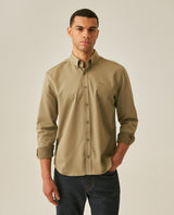 Mens Shirt Long Sleeve Slim Fit Button Down Polyester Lyocell Cotton Herringbone Premium Soft Hand - Green 63_611H024_VER170619_0