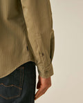 Mens Shirt Long Sleeve Slim Fit Button Down Polyester Lyocell Cotton Herringbone Premium Soft Hand - Green 63_611H024_VER170619_7