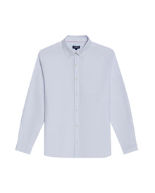 Mens Shirt Long Sleeve Regular Fit Button Down Oxford Cotton White Woven Classic Collegiate Spade Pocket - Blue 63_611H025_AZU134202_3