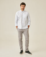 Mens Shirt Long Sleeve Regular Fit Button Down Oxford Cotton White Woven Classic Collegiate Spade Pocket - Blue 63_611H025_AZU134202_4