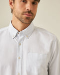 Mens Shirt Long Sleeve Regular Fit Button Down Oxford Cotton White Woven Classic Collegiate Spade Pocket - Blue 63_611H025_AZU134202_5