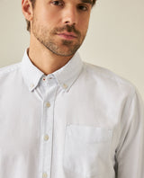 Mens Shirt Long Sleeve Regular Fit Button Down Oxford Cotton White Woven Classic Collegiate Spade Pocket - Blue 63_611H025_AZU134202_5
