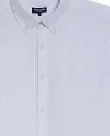 Mens Shirt Long Sleeve Regular Fit Button Down Oxford Cotton White Woven Classic Collegiate Spade Pocket - Blue 63_611H025_AZU134202_8