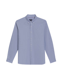 Mens Shirt Long Sleeve Regular Fit Button Down Oxford Cotton White Woven Classic Collegiate Spade Pocket - Blue 63_611H025_AZU194058_3