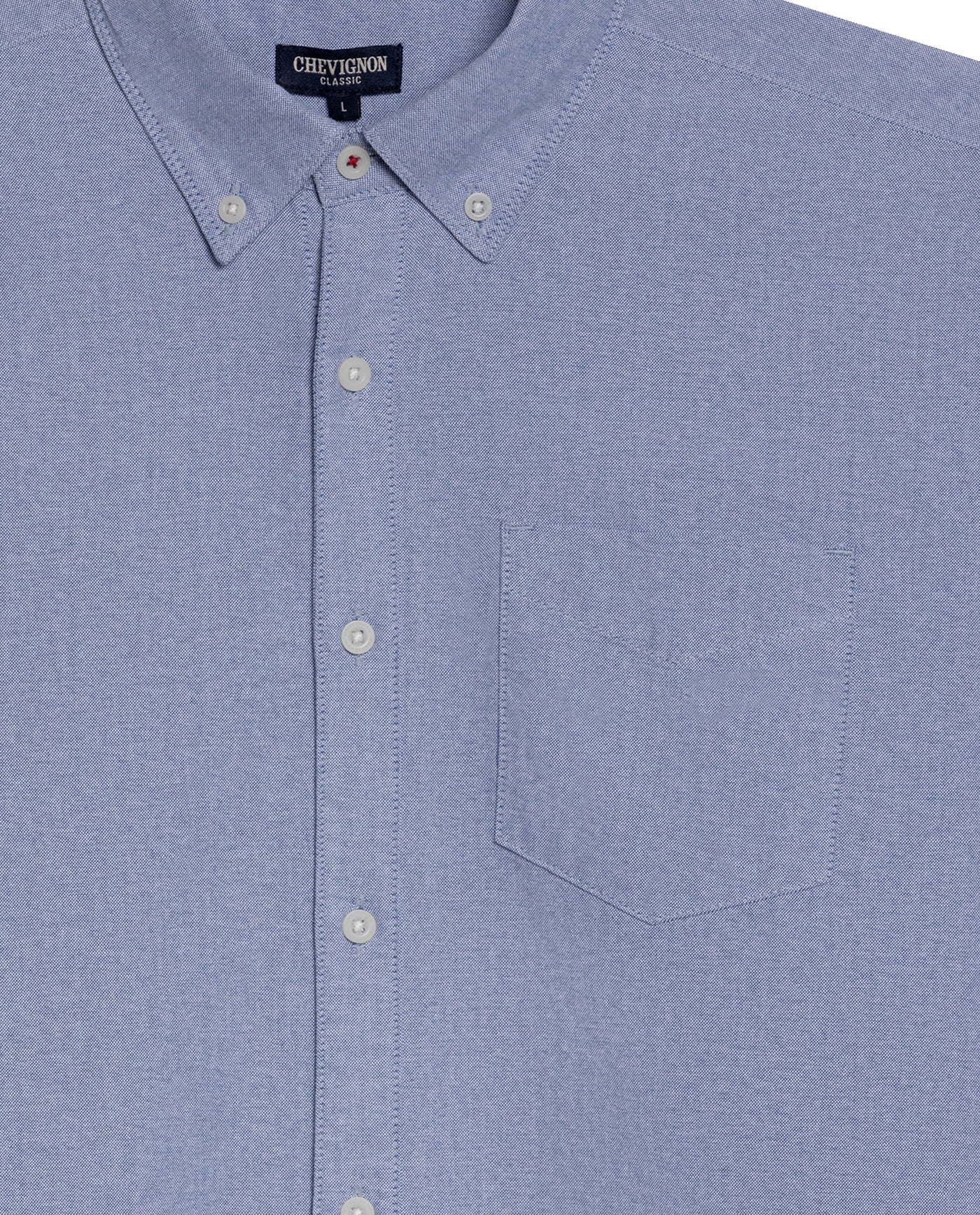 Mens Shirt Long Sleeve Regular Fit Button Down Oxford Cotton White Woven Classic Collegiate Spade Pocket - Blue 63_611H025_AZU194058_8