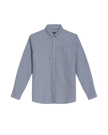 Mens Shirt Long Sleeve Regular Fit Button Down Oxford Cotton White Woven Classic Collegiate Spade Pocket - Dark Green 63_611H025_VER195406_3