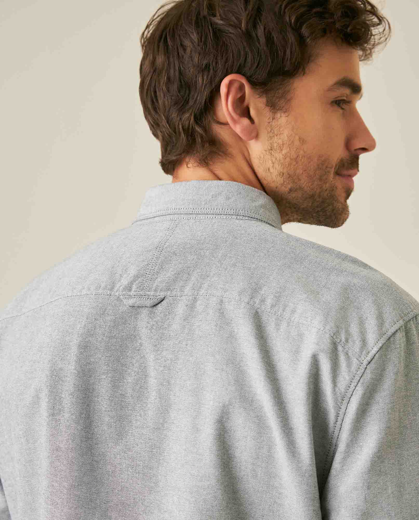 Mens Shirt Long Sleeve Regular Fit Button Down Oxford Cotton White Woven Classic Collegiate Spade Pocket - Dark Green 63_611H025_VER195406_7