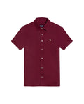 Mens Shirt Short Sleeve Slim Fit Oxford Cotton Vibrant Duck Raw Contrast Button Red Side Details - Red 63_611H026_ROJ191522_3