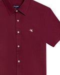 Mens Shirt Short Sleeve Slim Fit Oxford Cotton Vibrant Duck Raw Contrast Button Red Side Details - Red 63_611H026_ROJ191522_8