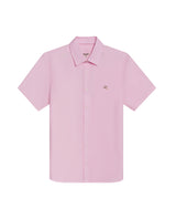 Mens Shirt Short Sleeve Slim Fit Oxford Cotton Vibrant Duck Raw Contrast Button Red Side Details - Pink 63_611H026_ROS122904_3