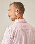 Mens Shirt Short Sleeve Slim Fit Oxford Cotton Vibrant Duck Raw Contrast Button Red Side Details - Pink 63_611H026_ROS122904_7