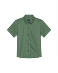 Mens Shirt Short Sleeve Slim Fit Oxford Cotton Vibrant Duck Raw Contrast Button Red Side Details - Green 63_611H026_VER176323_3