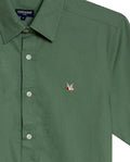 Mens Shirt Short Sleeve Slim Fit Oxford Cotton Vibrant Duck Raw Contrast Button Red Side Details - Green 63_611H026_VER176323_8